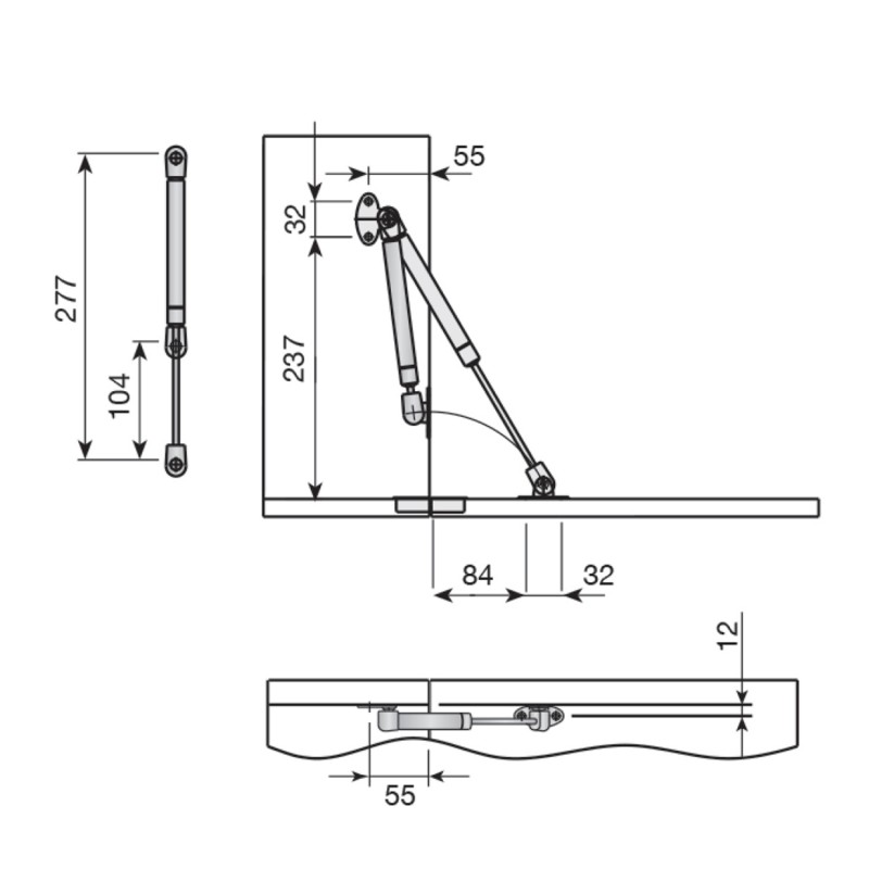INDAUX GAS PISTON / DROP DOWN GAS PISTON STAYS